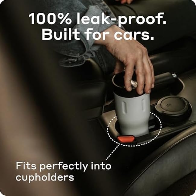 BOBBER 12 oz Stainless Steel Insulated Coffee Cup with Lid ¨C 100% Spill-Proof Commuter Mug for Car Cup Holder ¨C Dishwasher Safe Thermal Coffee Mug for Men, Women, Keeps Hot for 6 Hours (White)