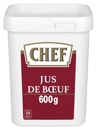 CHEF Rinderjus, Ideal für kurzgebratene Rindfleischgerichte und Steaksaucen, intensiver Rindfleischgeschmack, ergibt 10L, 1er Pack (1 x 600g GastroBox)