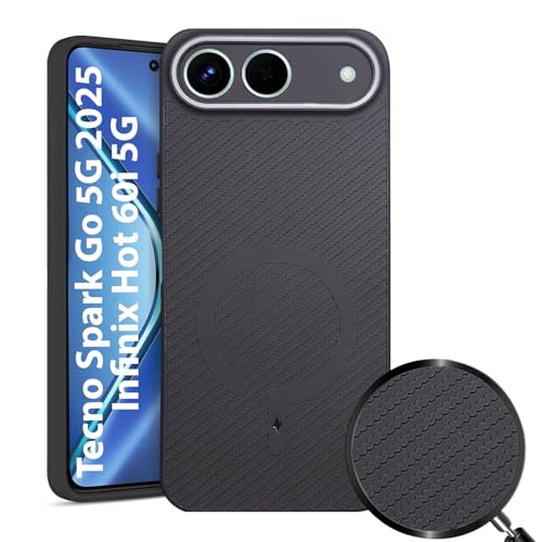 Image of LIRAMARK Rugged Carbon Fibre TPU Armor Silicone Back Cover Case for Tecno Spark Go 5G 2025 | Infinix Hot 60i 5G