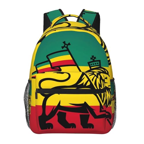 Jamaican Flag Rasta Reggae Judah Lion Backpacks 15in Laptop Backpack Multipurpose Double Shoulder Bag For Men Women Gifts