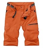KEFITEVD Herren Sommer Kurze Hose Army Shorts Cargo Bermuda Sommerhose Freizeithose Halblang Hose Orange 40