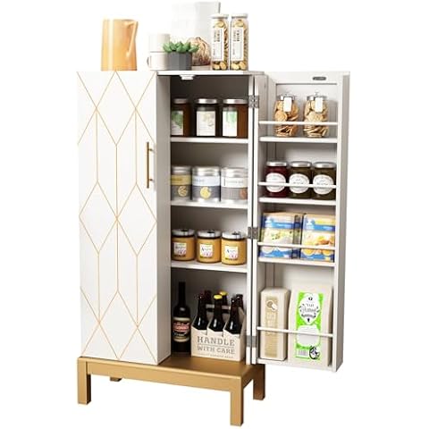 HOLTICO Kitchen Storage Cabinet with Adjustable Shelves Cover