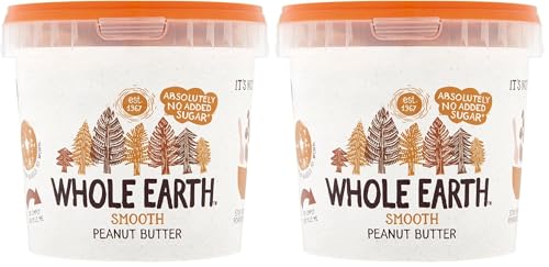 Whole Earth - Crema de Cacahuete - 1 kg - Sin Azúcar Añadido y Sin Gluten - Apta para Veganos - Fuente de Fibra y Proteínas - Ideal para Untar en Pan o Tostadas (Paquete de 2)