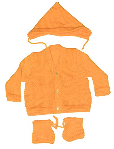 Image of Born Baby Woolen Sweater (3 Piece - 1 Sweater, 1 Cap, 1 Pair of Socks)| (Small 0-6 Months, Large 6-18 Months)