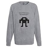Photo Gallery felpa da uomo destroy all humanoids pixel art retro arcade gaming videogiochi parodia, grigio, m Photo Gallery felpa da uomo destroy all humanoids pixel art retro arcade gaming videogiochi parodia, grigio, m