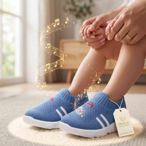 Image of Infant Shoes for Baby Boys & Girls | Musical Sound Walking Shoes | First Walker Shoes for Toddlers | Lightweight Breathable Knit Sneakers | Soft Sole Comfortable Slip On Shoes for Newborns, Babies & Kids