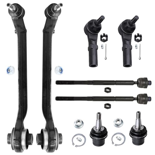 Image of Detroit Axle - 8pc RWD Front End Kit for 2015-2023 Chrysler 300 Dodge Challenger Charger, 2 Lower Forward Control Arms with Ball Joint 4 Inner Outer Tie Rods 2 Lower Ball Joints Replacement