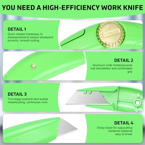 Image of 4 Sets of Heavy-Duty Roofing Shark Knives - Each Set Includes 6 Fixed Blades & 1 Blade Box - Ideal for Cutting Drywall, Duct, Carpet, and Cardboard (4)