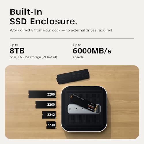 Satechi Thunderbolt 5 CubeDockโข Dock Station, 80Gbps/120Gbps (USB4 v2 Compatible), Built-in NVMe SSD Enclosure, 140W Charging, Multi-Displays up to 8K, 2.5GbE, USB-C/A 10Gbps, Active Cooling, Silver - 3