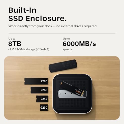 Image of Satechi Thunderbolt 5 CubeDock Dock Station, 80Gbps /120Gbps (USB4 v2 Compatible), Built-in NVMe SSD Enclosure, 140W Charging, Multi-Displays up to 8K, 2.5GbE, USB-C /A 10Gbps, Active Cooling, Silver