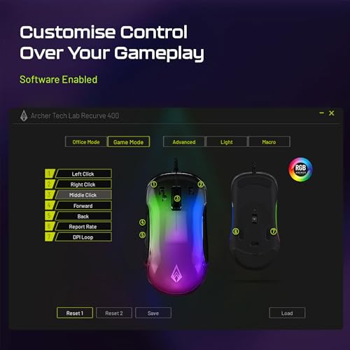 Image of Archer Tech Lab Wired Gaming Mouse,Precise Tracking, Rapid Response with Sunplus Sensor, Adjustable 12000 DPI, 8 Programmable Buttons, Huyu Switches, RGB Backlit| for PC /Mac (Recurve 400-Transparent)