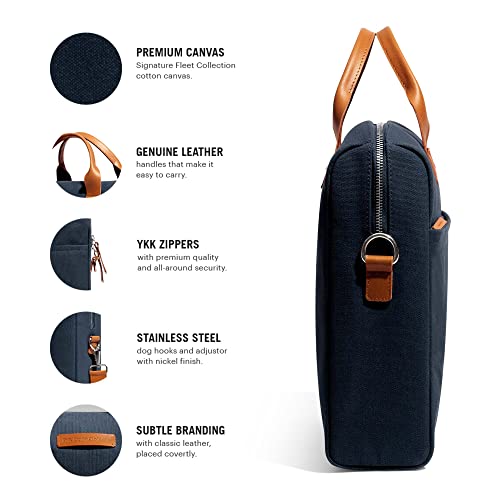 Image of DailyObjects Unisex City Compact Fleet Canvas Laptop Messenger Bag with Leather Handles and Adjustable Straps | Zip Closure with Slip Pockets and Large Storage For 14 Inch Laptops
