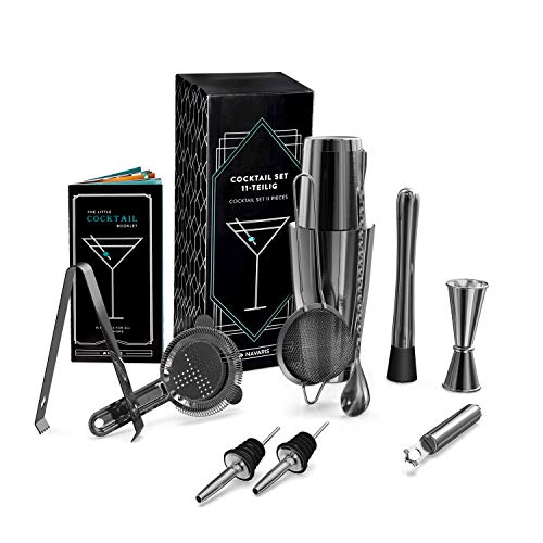 Navaris 11-delige roestvrij stalen cocktailset - Luxe cocktail shaker set - Met shaker, barmaatje, strainer, ijstang en… - Afbeelding 6