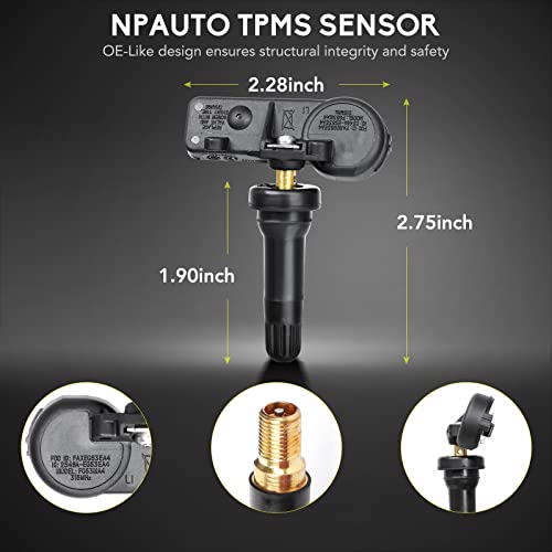 Npauto Tpms Tire Pressure Sensor Fits For Ford F150 06-08 Explorer Mustang Ranger Expedition Escape Focus Lincoln Mazda Mercury, 4-Pack Tire Pressure Monitoring System 6F2Z-1A189-A, 7L1Z1A189A, 315Mhz #TOP6