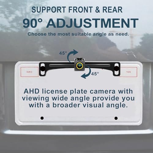 Image of AHD 1080P Backup Camera,2K Fisheye Lens Waterproof Wide View Angle Metal Reverse CCD,HD Night Vision Parking Assist License Plate Camera Rear View Camera Three Control for Truck SUV RV