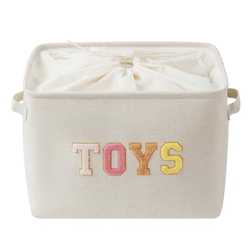 Grande Boîte à Jouets Enfant, Panier de Rangement Jouets en Tissu Lin-Coton, Rangement Peluches...