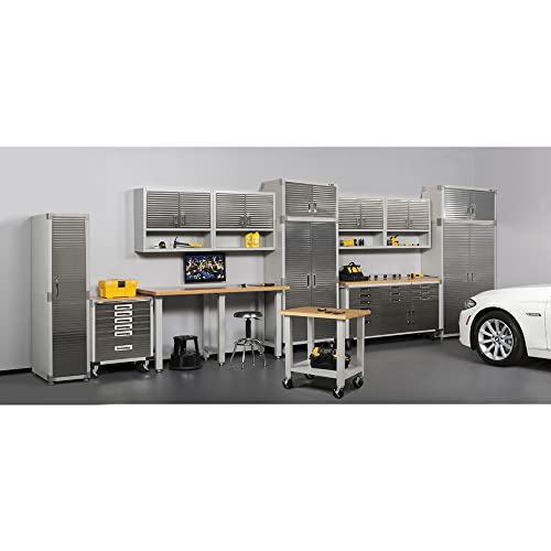 Seville Classics Ultrahd Heavy Duty Mega Solid Steel Metal 2-Door Lockable Stacker Wall Storage Cabinet Organizer For Garage, Warehouse, Office, Classroom, 48" W X 24" D X 18.5" H, Granite #TOP3