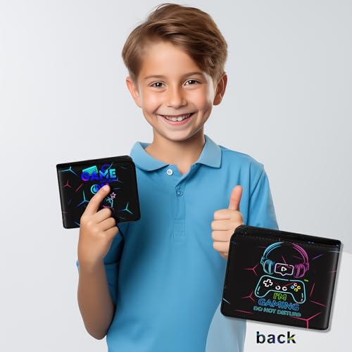 Image of Kids Wallet for Boys, Cool Wallets for Teen Son Ages 4 5 6 7 8 9 10 11 12 13 14 15 16, Leather Bifold Purse for Kid, Christmas Birthday Gift for Video Game Gaming Gamer Teenage