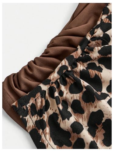 Image of SOLY HUX Girl's 2 Piece Halter Tank Top Leopard Print Ruched Tie Backless Sleeveless Y2k Tops