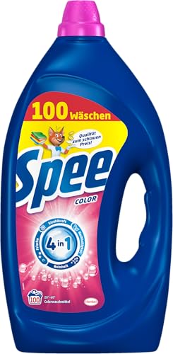 Spee Gel Color (100 Waschladungen), Flüssigwaschmittel mit 4 in 1 Formel, Waschmittel vereint Reinheit, Strahlkraft, Frische & Nachhaltigkeit, 20° - 60° C