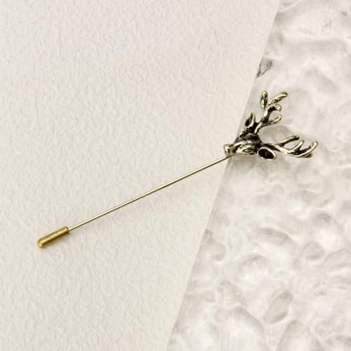 Image of wynameleri Men's Metalic Brooches and Pins, Gold Lapel Pin for Men, Shirt Stud Flower Deer Feather Pins