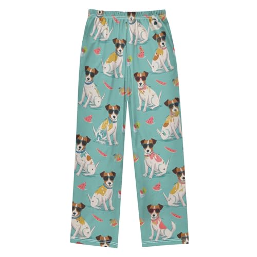 Jack Russell Dogs Watermelon Boys Long Pants Soft Trousers Elastic Waist Kids Lounge Bottoms with Pockets S-XL2
