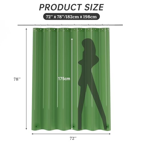 Image of AmazerBath 72x78 Long Shower Curtain Liner, Clear Green Plastic Shower Curtain Liner, Waterproof PEVA Shower Liner, Cute Lightweight Shower Curtains for Bathroom with 3 Magnets & Rustproof Grommets