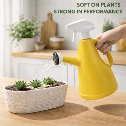 Image of Urban Upvan Watering and Spray Dual-Use Watering Can 1L | Garden Watering Sprayer Bottle with Adjustable Nozzle | Indoor Outdoor Plant Watering Tool for Home, Balcony & Garden (Yellow)
