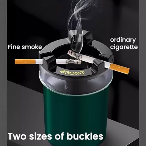 Image of Stainless Steel Ashtray with Water Tank - Quick Extinguishing, Windproof & Ash-Proof, Detachable & Easy to Clean Odor-Proof Design - for Indoor, Outdoor, Car, Office, and Home Use (Green)