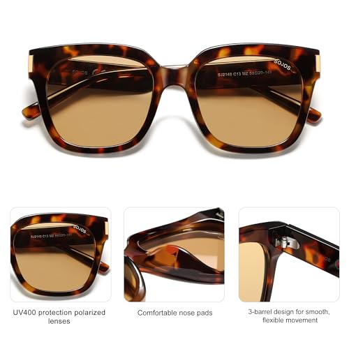 Image of SOJOS Polarized Sunglasses for Women Men Trendy Square Large Sun Glasses SJ2149