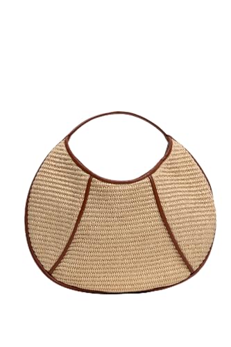 Liselle Kiss Cory Rafia con Bolsa De Cuero, asa Superior para Mujer, Jengibre/Natural, Talla única