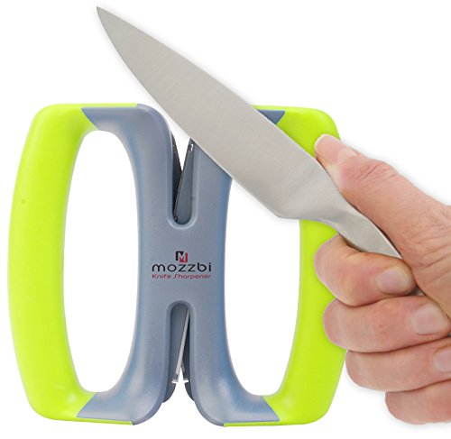 Kitchen Knife Sharpener Auto Adjustable - Ceramic and Tungsten Sharpening Rod Suitable for Chefs Utility Paring Slicing and all other straight knives from Mozzbi