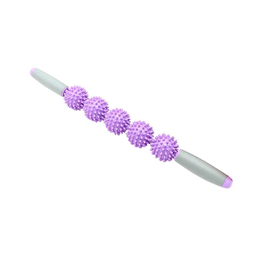 T Sports Muscle Roller Stick Treble Roller Massage 5 Massage Thorn Ball, Purple
