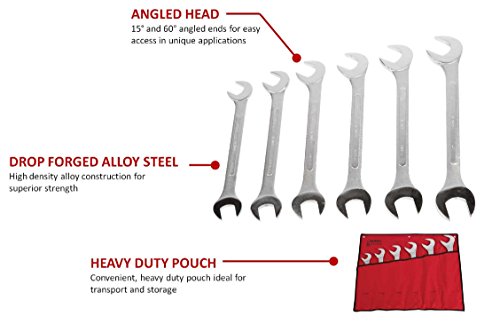 Sunex 9916 Fractional Angled Head Jumbo Raised Panel Wrench Set, 1-3/8-Inch - 2-Inch, 6-Piece #TOP1