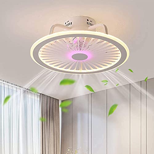 Ceiling Fans with Lighting Dimmable with Remote Control Ultra Thin Design Fan Timing LED Ceiling Light Pendant Lamp Bedroom Living Room Children's Room Dining Room Fan Lamp,Pink