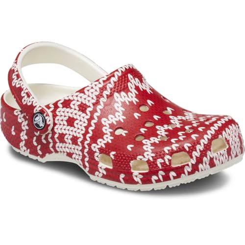 Image of Crocs Unisex-Adult Classic Graphic Clogs, Holiday Sweater Print, 4 Men /6 Women