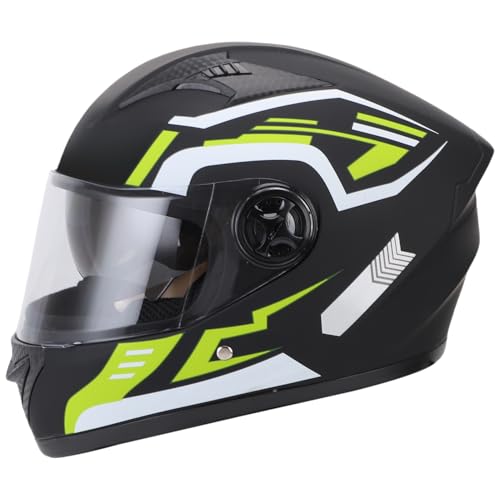 Mulcort Casco de Motocicleta, Casco de Bicicleta Liviana para Hombres y Mujeres, Circunferencias de la Cabeza de 54-61 Cm Cosco de Cara Completa con Calentador de Cuello Desmontable, (Negro)