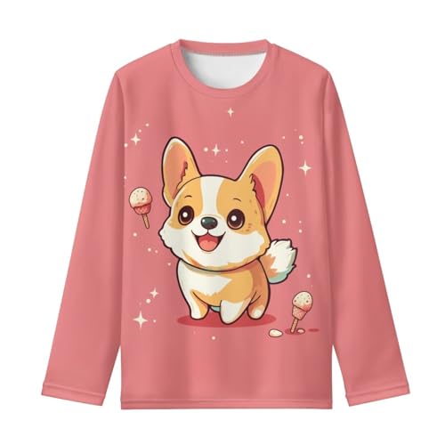 Image of Girls Long Sleeve Shirt with Cute Graphic Casual Pullover Tops 3-16Y