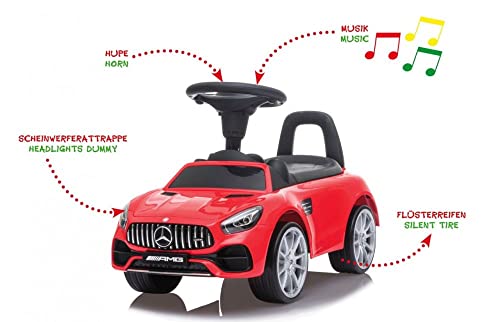 JAMARA 460607 - Rutscher Mercedes-Benz AMG GT - Kofferraum unter der Sitzfläche, Schub-und Haltegriff, Hupe und Sound am Lenkrad, originalgetreue Optik, Kippschutz, rot – Bild 3