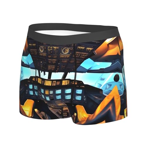 WURTON Airplane Cockpit Print Men's Boxer Briefs Trunks Underwear Athletic Underwear Moisture-Wicking Performance2