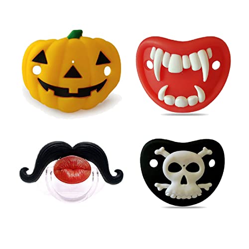 Image of EGGSORO Funny Baby Pacifiers Newborn Pacifier 0-6 Months Natural Soother Halloween Pumpkin Pacifier Gifts for Infant