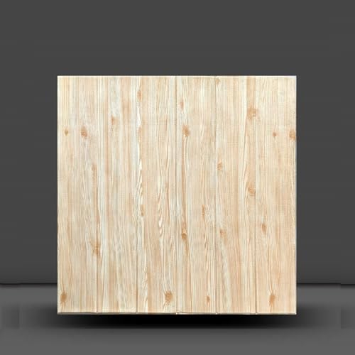 Image of KBR 3D Peel and Stick Wall Panels Stickers PE Foam Self-Adhesive Wallpaper DIY Waterproof Modern Style for Living Room, Wall Decoration (Wooden -Pack of 1)