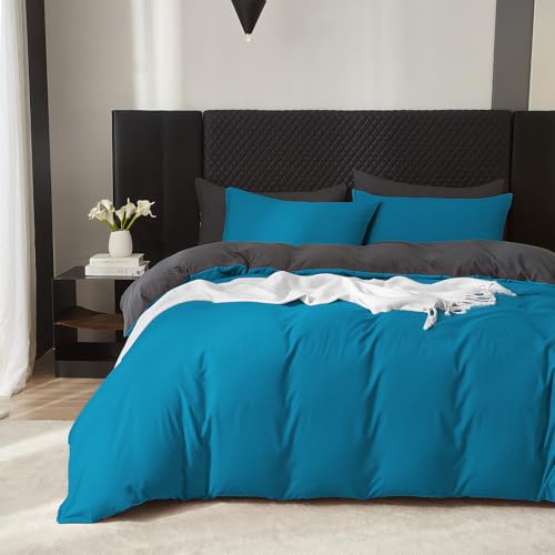 Boqingzhu Baumwolle Bettwäsche 135x200cm Türkis Petrol Blau Grau...
