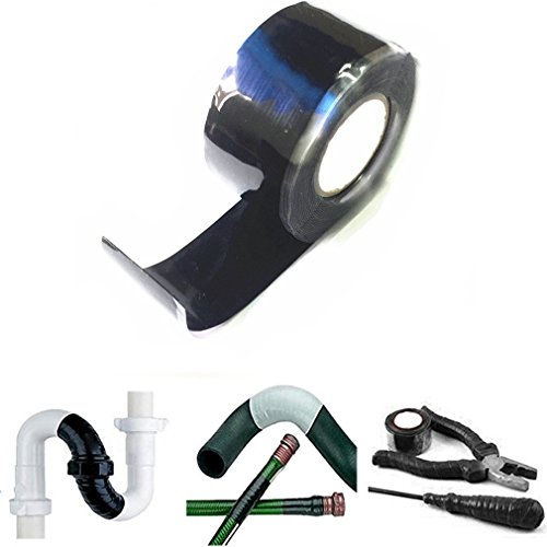 Qiorange Selbstklebendes Abdichtband Silikon Tape 3m x25mm selbstverschweissendes Reparaturband Reparaturtape Silikontape Silikonband (3m x25mm schwarz) Cover