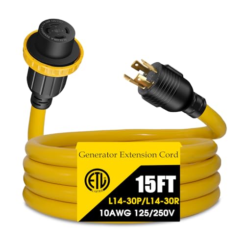 LAZMUMI 30 Amp Generator Extension Cord 4 Prong 125/250V Up to 7500W, NEMA L14-30P to L14-30R, 10...