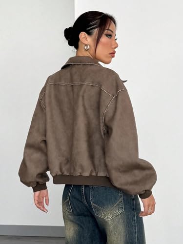 Chic Bronze PU Leather Jacket for Women – Perfect for Fall & Winter (Large) - Image 3