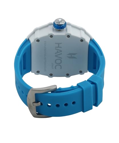 Image of Havoc Craft Men's Luxury Sports Watch 30M Waterproof Tonneau Chronograph | Analog Quartz Wristwatch with Time & Day Function | Premium Square Dial, Shock-Resistant & Anti-Magnetic Silicone Strap