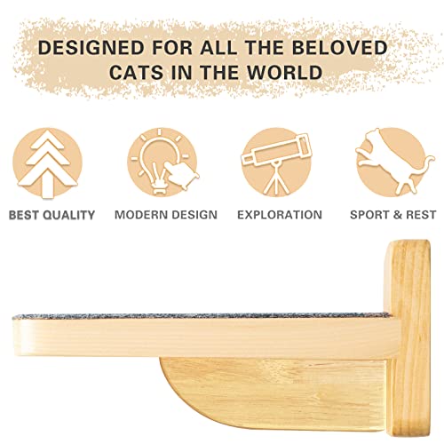 Molly & Nemo Prateleira de escalada para gatos montada na parede, degrau de escalada para gatos, esc