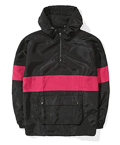 Aitfineism Men's Lightweight Windbreaker Casual Drawstring Hooded Zip Jackets (Small, P-Black) #TOP11