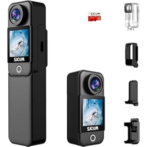 SJCAM C300 Action Kamera 4K30fps, 1.33“ Dual Touchscreen Sportkamera, 2.4G/5G Dual WiFi 20MP Helmkamera, 6-axis EIS Unterwasserkamera 30m Wasserdicht mit 2800+1000mAh Dual Akku (Black C300)